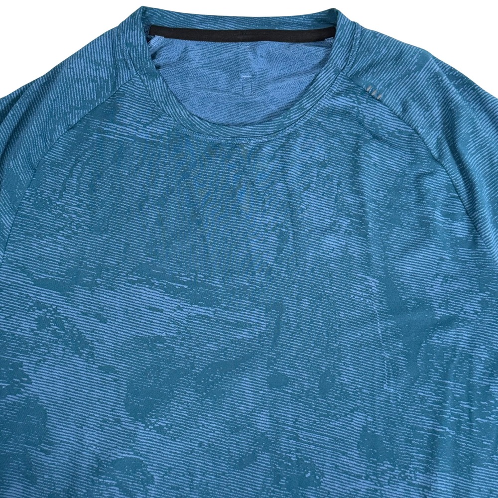 Lululemon Drysense Training Shirt Marble Map Jacquard Blue Borealis Denim Mens L